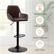 Costway Leather and Iron Retro Adjustable Swivel Bar Stool in Brown