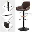 Costway Leather and Iron Retro Adjustable Swivel Bar Stool in Brown