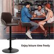 Costway Leather and Iron Retro Adjustable Swivel Bar Stool in Brown