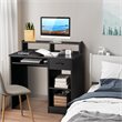 Costway Particle Board Computer Desk with 2-Tier Open Storage Shelves in Black