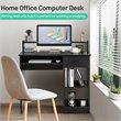 Costway Particle Board Computer Desk with 2-Tier Open Storage Shelves in Black