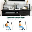 Costway Particle Board Computer Desk with 2-Tier Open Storage Shelves in Black