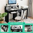 Costway Particle Board Computer Desk with 2-Tier Open Storage Shelves in Black