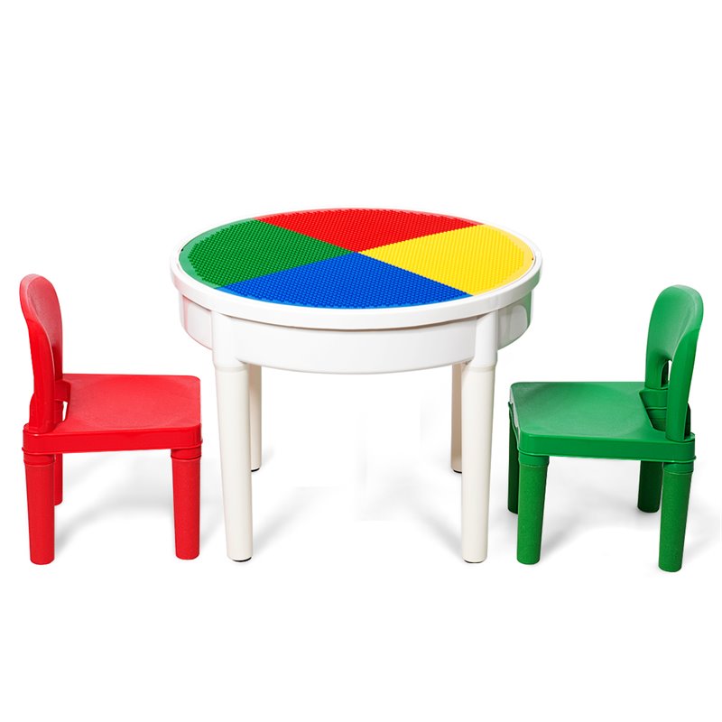 Costway PP Plastic Kids Activity Table Set with 2 Chairs in Multi-Color