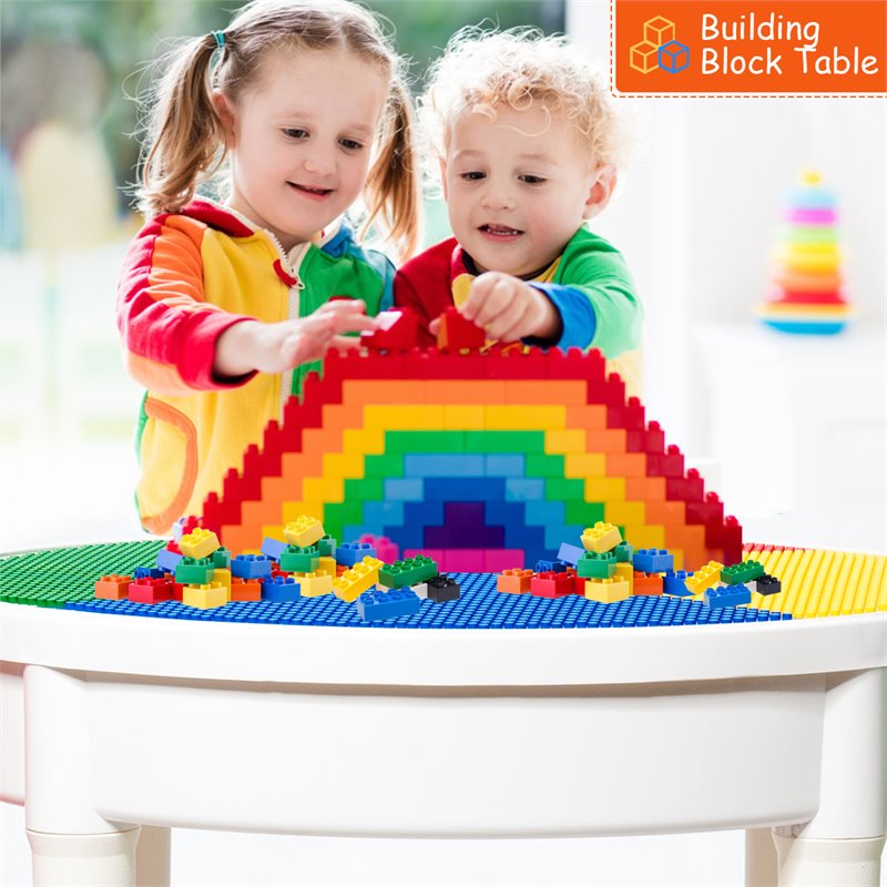 Costway PP Plastic Kids Activity Table Set with 2 Chairs in Multi-Color