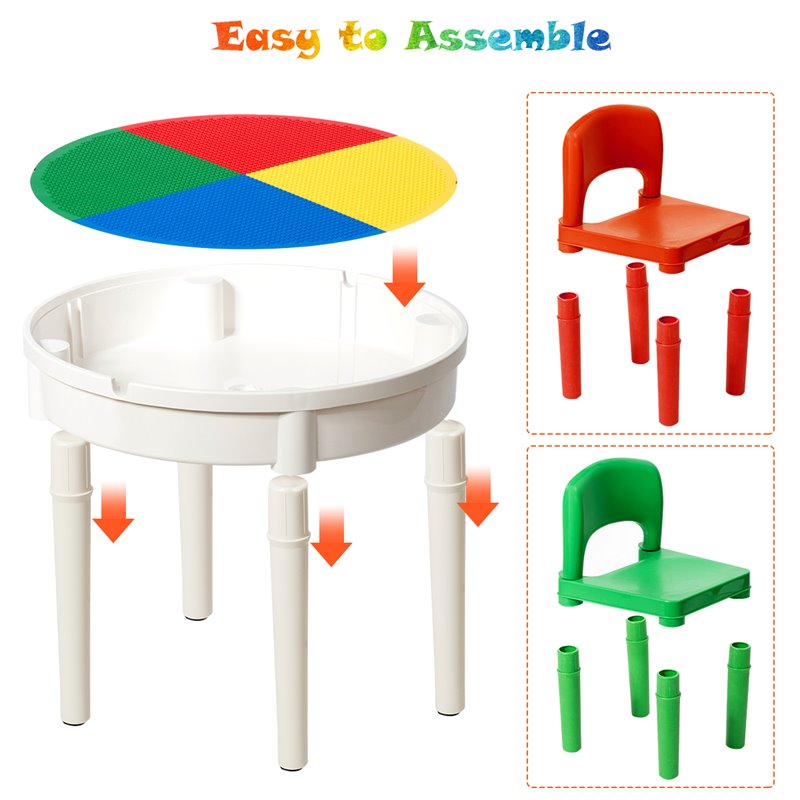 Costway PP Plastic Kids Activity Table Set with 2 Chairs in Multi-Color