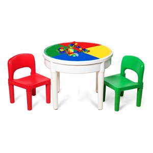 costway pp plastic kids activity table set with 2 chairs in multi-color