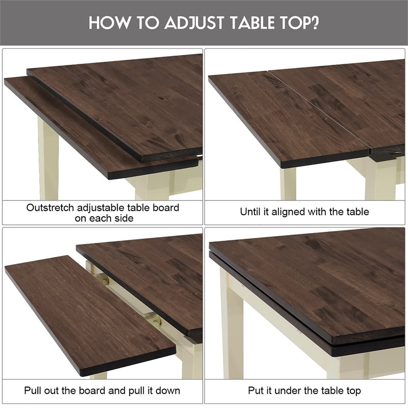 Costway 5-piece Rubber Wood Dining Table Set with 4 Chairs in Walnut/Milky White
