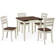 Costway 5-piece Rubber Wood Dining Table Set with 4 Chairs in Walnut/Milky White
