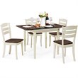 Costway 5-piece Rubber Wood Dining Table Set with 4 Chairs in Walnut/Milky White