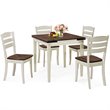 Costway 5-piece Rubber Wood Dining Table Set with 4 Chairs in Walnut/Milky White