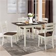 Costway 5-piece Rubber Wood Dining Table Set with 4 Chairs in Walnut/Milky White