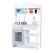 Costway Contemporary Solid Wood Kids Kitchen Playset with Pots & Pans in White