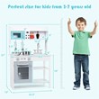 Costway Contemporary Solid Wood Kids Kitchen Playset with Pots & Pans in White