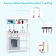 Costway Contemporary Solid Wood Kids Kitchen Playset with Pots & Pans in White