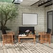 Costway 4-piece Wood & Sponge Patio Furniture Set with Coffee Table in Black