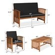 Costway 4-piece Wood & Sponge Patio Furniture Set with Coffee Table in Black
