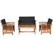 Costway 4-piece Wood & Sponge Patio Furniture Set with Coffee Table in Black