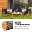 Costway 4-piece Wood & Sponge Patio Furniture Set with Coffee Table in Black