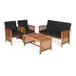 Costway 4-piece Wood & Sponge Patio Furniture Set with Coffee Table in Black