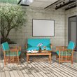 Costway 4-piece Wood & Sponge Patio Furniture Set with Coffee Table in Blue