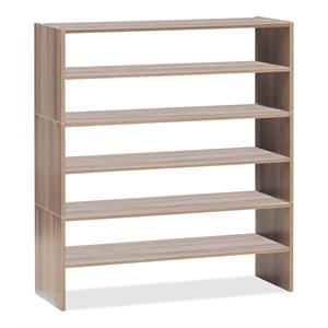 costway 3-piece contemporary chipboard stackable shoe rack in natural