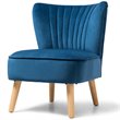 Costway Contemporary Rubber Wood & Velvet Armless Leisure Chair in Blue