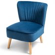 Costway Contemporary Rubber Wood & Velvet Armless Leisure Chair in Blue