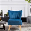 Costway Contemporary Rubber Wood & Velvet Armless Leisure Chair in Blue