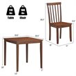 Costway 3-piece Rubber Wood Dining Table Set with 2 Slat Back Chairs in Walnut