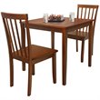 Costway 3-piece Rubber Wood Dining Table Set with 2 Slat Back Chairs in Walnut