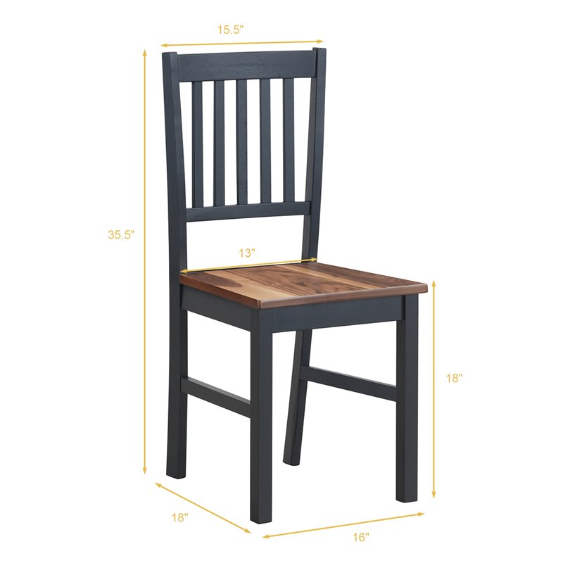 Costway Contemporary Rubber Wood and MDF Dining Chair in Black/Walnut (Set of 4)