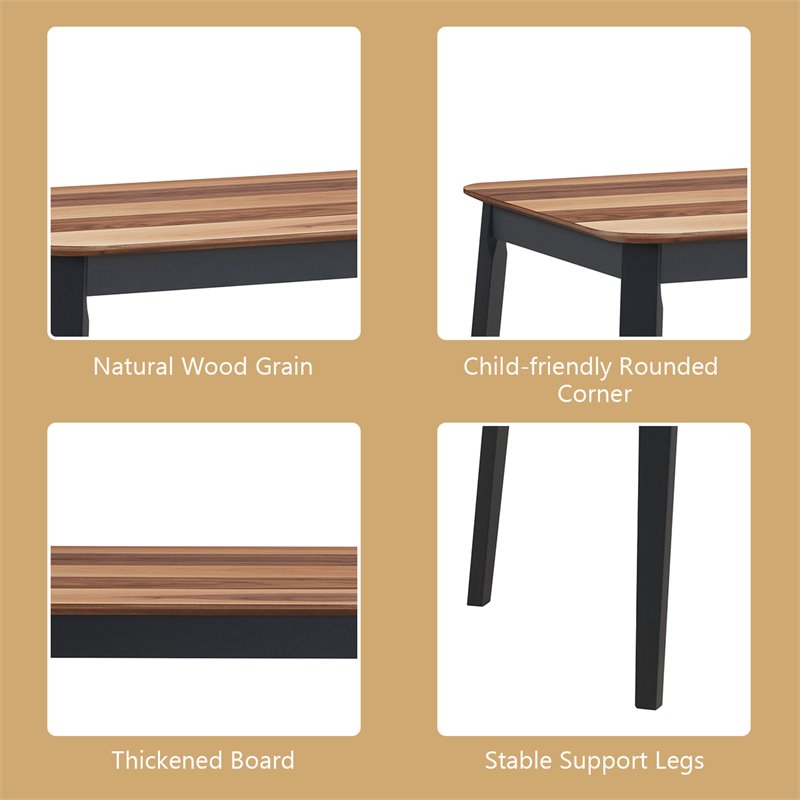 Costway 5-piece MDF and Rubber Wood Dining Table Set with 4 Chairs in Black