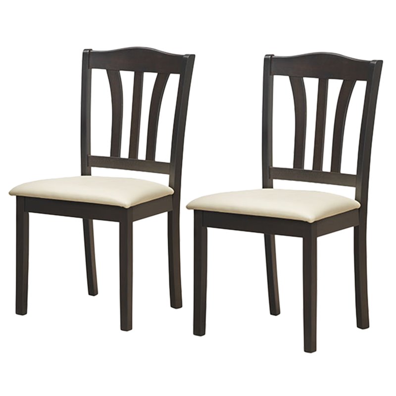 Costway 3-Piece Rubber Wood Kitchen Dining Set with 2 Chairs in Coffee/Beige