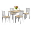 Costway 5-piece MDF and Rubber Wood Dining Table Set with 4 Chairs in Gray