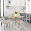 Costway 5-piece MDF and Rubber Wood Dining Table Set with 4 Chairs in Gray