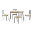 Costway 5-piece MDF and Rubber Wood Dining Table Set with 4 Chairs in Gray