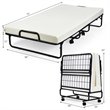Costway Steel Foldable Daybed with 4 inch Memory Foam Mattress in White