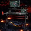 Costway Contemporary MDF and Metal Computer Desk with Monitor Shelf in Black