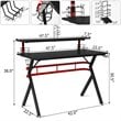 Costway Contemporary MDF and Metal Computer Desk with Monitor Shelf in Black
