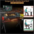 Costway Contemporary MDF and Metal Computer Desk with Monitor Shelf in Black