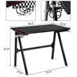 Costway MDF and Metal Computer Desk with Cup Holder & Headphone Hook in Black