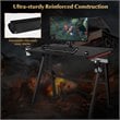 Costway MDF and Metal Computer Desk with Cup Holder & Headphone Hook in Black