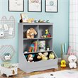Costway 3-Tier MDF Board Multi-Functional Bookcase in Gray