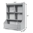 Costway 3-Tier MDF Board Multi-Functional Bookcase in Gray