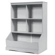 Costway 3-Tier MDF Board Multi-Functional Bookcase in Gray