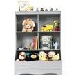 Costway 3-Tier MDF Board Multi-Functional Bookcase in Gray
