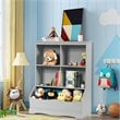 Costway 3-Tier MDF Board Multi-Functional Bookcase in Gray