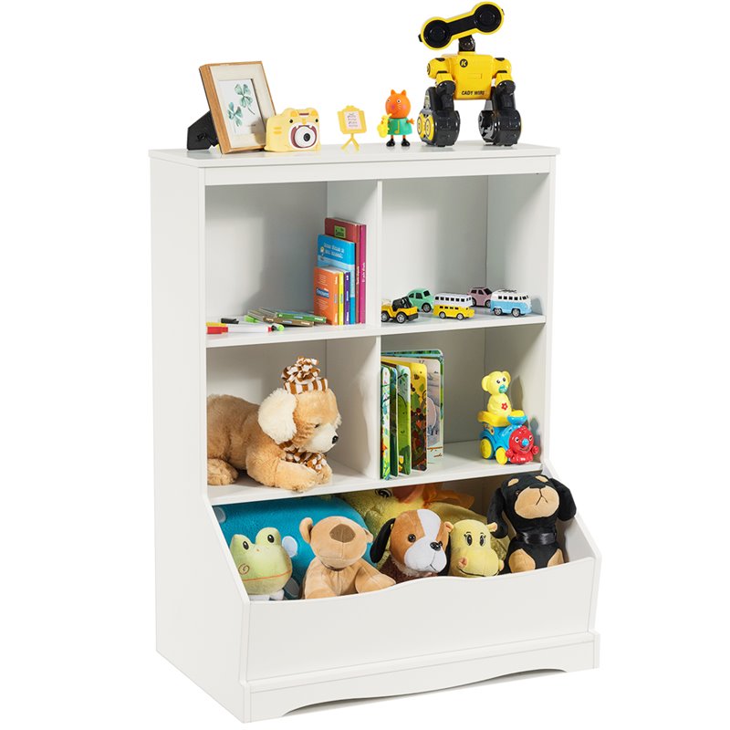 Costway 3-Tier MDF Board Multi-Functional Bookcase in White