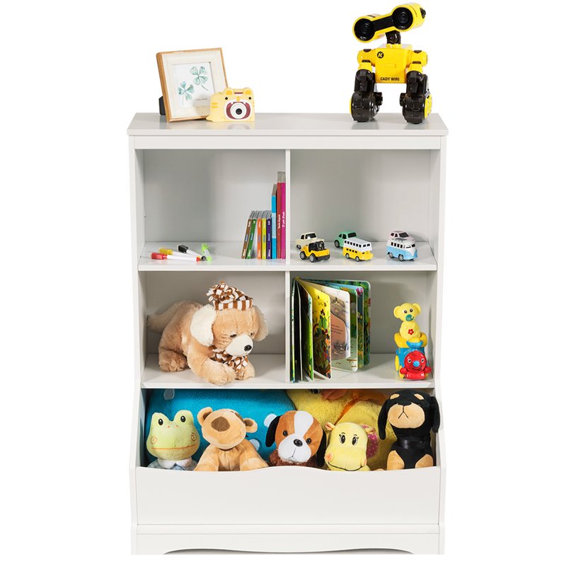 Costway 3-Tier MDF Board Multi-Functional Bookcase in White